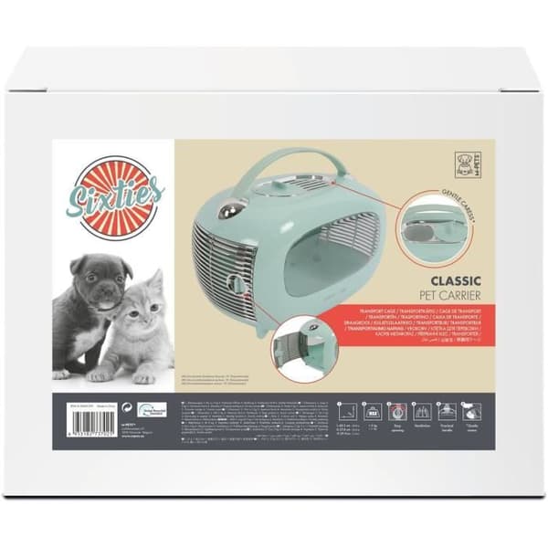 M PETS Pet Carrier - SIXTIES Classic - Handle - Backpack - 5 kg max - Blue