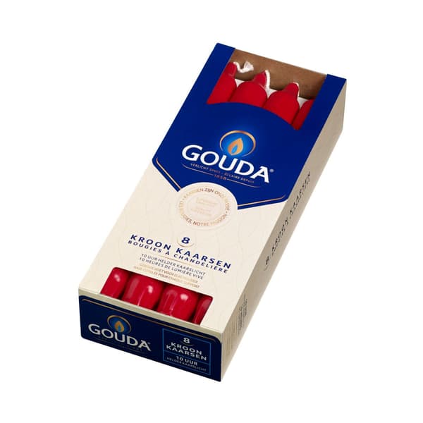 Gouda Crown Candles 24 cm 8 Pieces Ruby Red