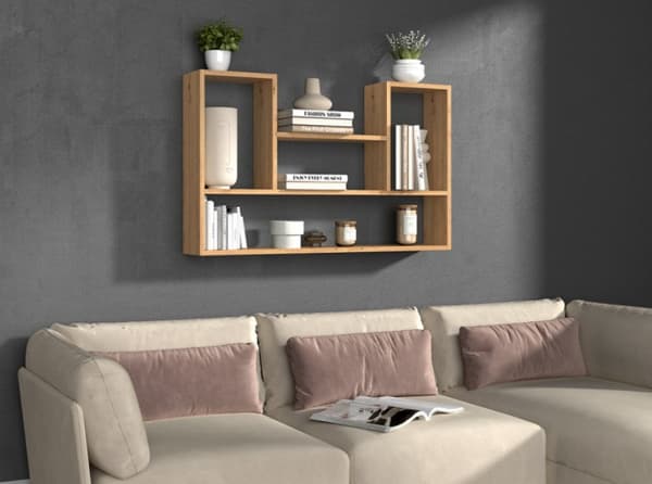 BILBAO 4P Hanging Rack Artisan Oak Wall-Mounted 100x16x60 cm