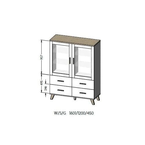 Cama LOTTA 2D4D Display Cabinet Wotan Oak + Mat Black