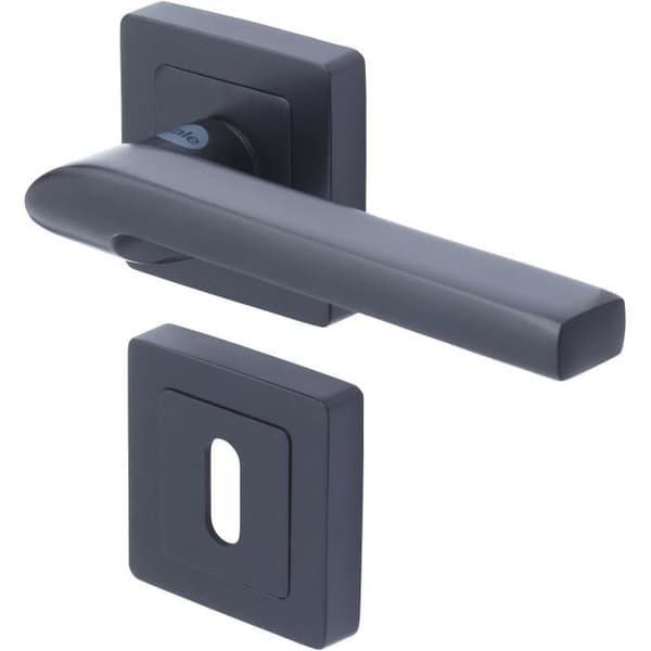 YALE - YPP7-S-PC 7" Square Door Handle, Black - YALE Sienna Model - Keyhole