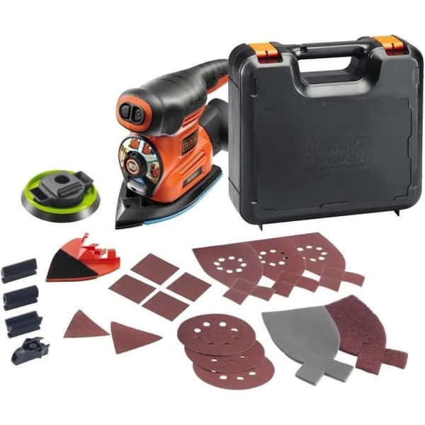 Black+Decker KA280K-QS Corded Multi-Sander Kit - 220W with 3 Adapters and 17 Discs