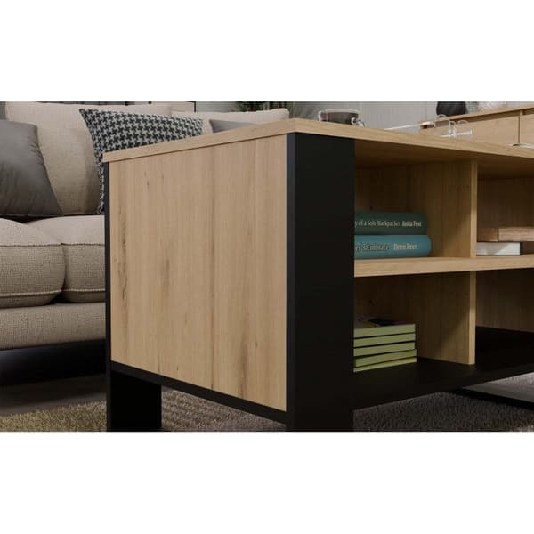 MODERN 4P Coffee Table Artisan Oak/Black with Black Legs - Model: MODERN 4P