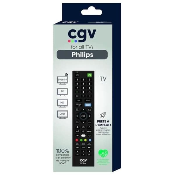 CGV Replacement Remote Control - FIDELIO Philips - For Philips TVs - Ready to Use