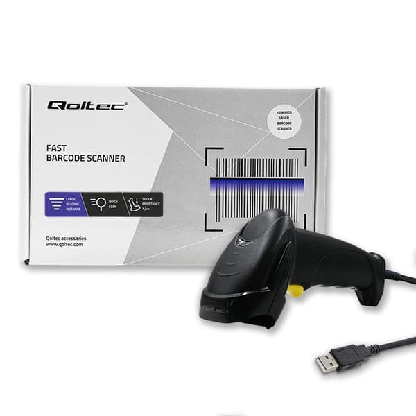Qoltec 50876 Laser Scanner 1D USB Black