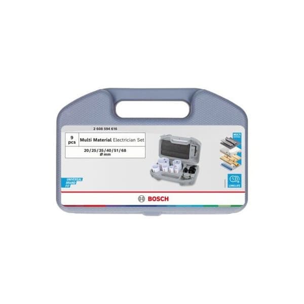 BOSCH PROFESSIONAL Threaded Hole Saw Set - Multi Material - 20 25 35 40 51 68 x 40 mm