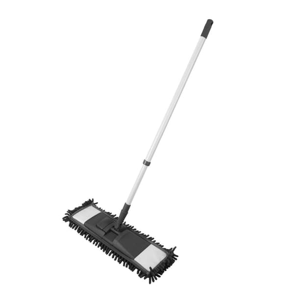 Clean Home Chenille Floor Wiper with Telescopic Handle Black/White