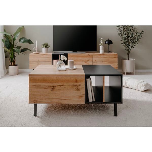 LONA Coffee Table - Rectangular - Artisan Oak/ Black - 100 x 46.5 x 55 cm