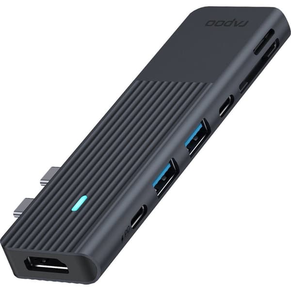 Rapoo 7in2 USB-C Multiport Adapter Black - Card Reader & HDMI