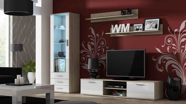 Cama Display Cabinet SOHO S1 Sonoma Oak/White Gloss