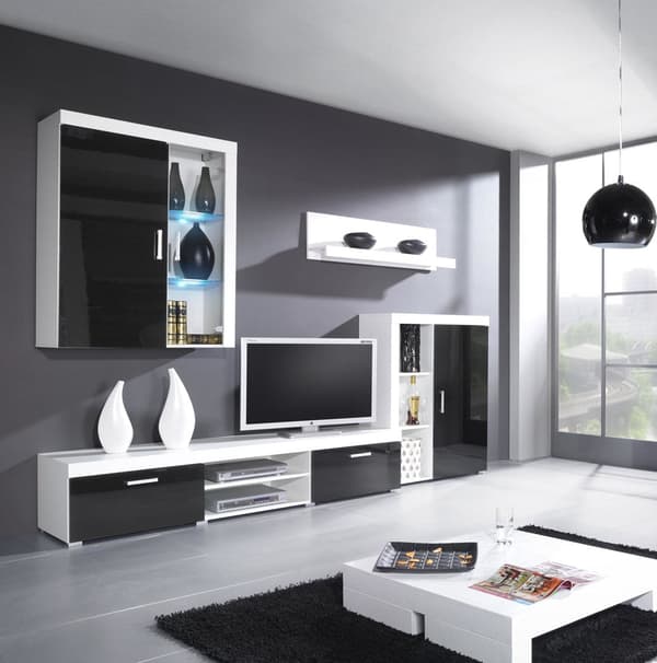 Cama Hanging Display Cabinet SAMBA White/Black Gloss