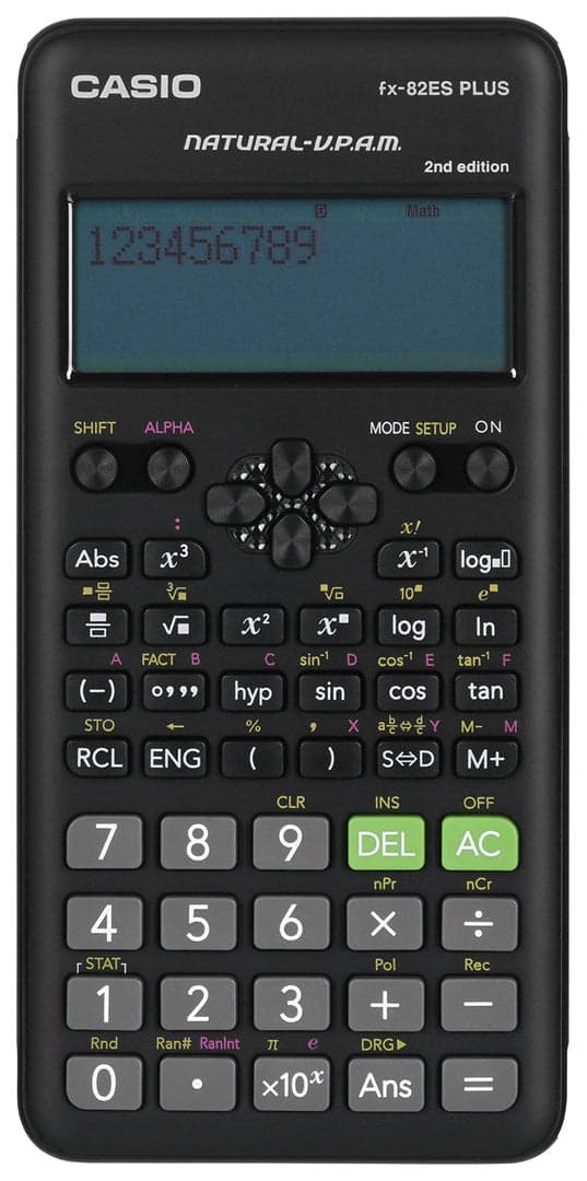 CASIO Scientific Calculator FX-82ESPLUS-2 252 Functions 77x162mm Black Box