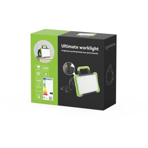 GAO LED Floodlight - 30W - 3000 Lumens - IP54 - 3 m Cable