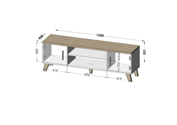 Cama TV Stand LOTTA 160 2D2K White/Sonoma