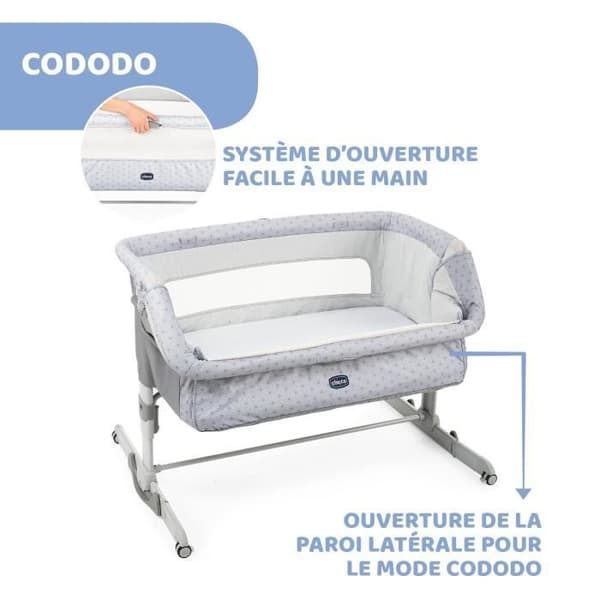 Next2Me Dream Silver Co-Sleeping Crib - Chicco - From 0 months - Adjustable height