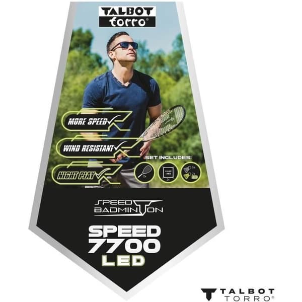 SCHILDKRÖT Speed Badminton Set - SPEED 7700 LED - 2 Rackets - 5 Shuttlecocks