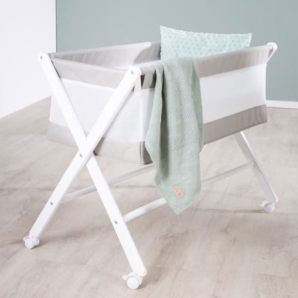 Folding Co-Sleeping Crib - ROBA - Canvas and Mesh - 90 x 45 cm - Grey/ White