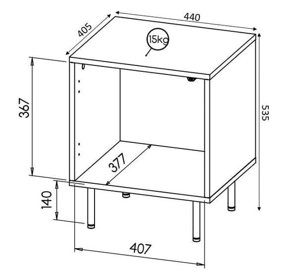 HOLE Bedside Table 2 pcs 44x40.5x53.5 cm White Matt
