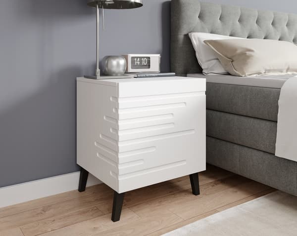 Cama Bedside Table NOVA 44x40x52 cm White Matt