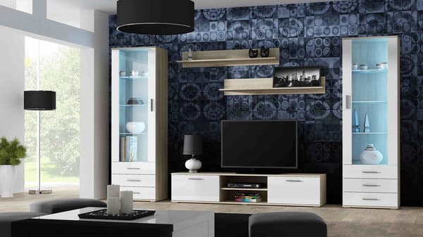 Cama Display Cabinet SOHO S1 Sonoma Oak/White Gloss