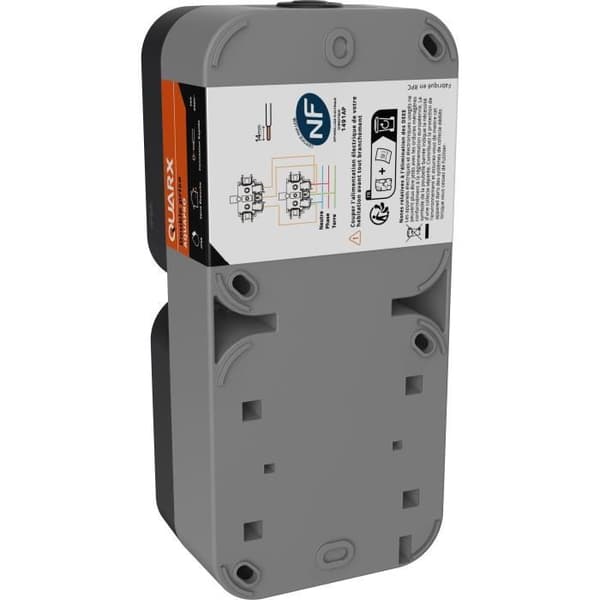 QUARX Double Socket - Aqua Pro - Outdoor, Vertical, IP55, 250V, 16A