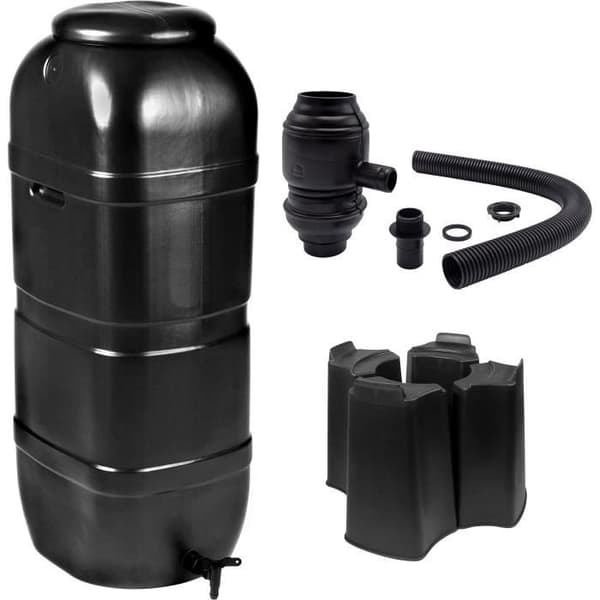 NATURE Water Butt Kit - 100 Liters - Column Shape - UV Resistant - Black