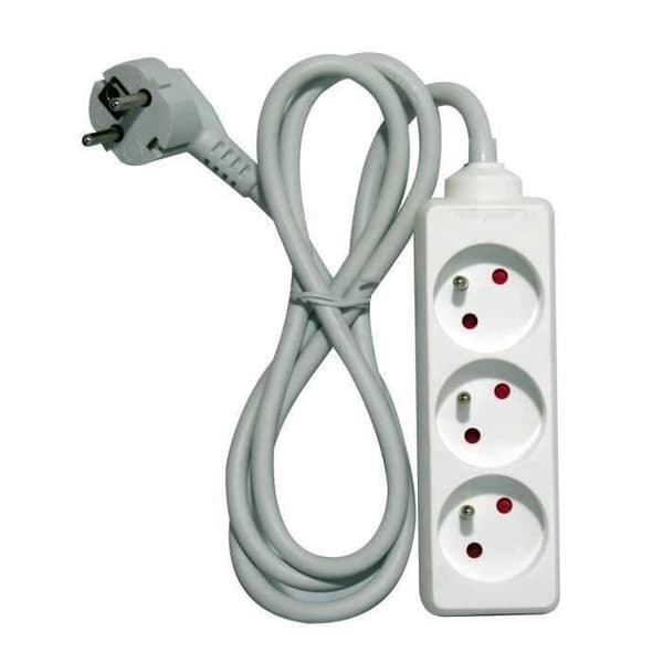 CHACON 3-Outlet Power Strip - 16A - 1.5 m - White