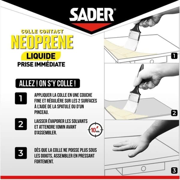 SADER Extra Strong Liquid Neoprene Contact Adhesive - All Materials - Immediate Bond - 250 ml Box
