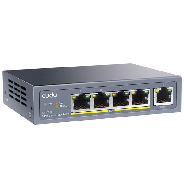 Cudy GS1005P 5-Port Gigabit PoE+ Switch Grey