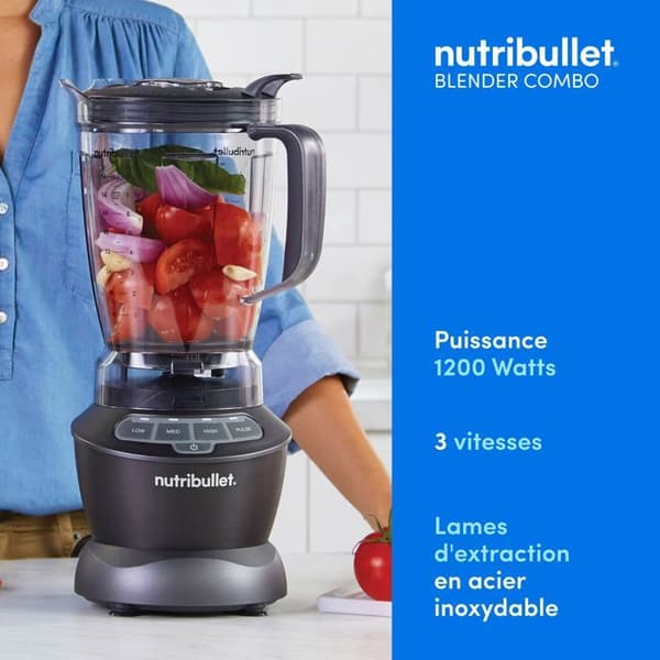 NUTRIBULLET Combo Blender - 1200W - 1.65 L Pitcher - Black - NBF500DG