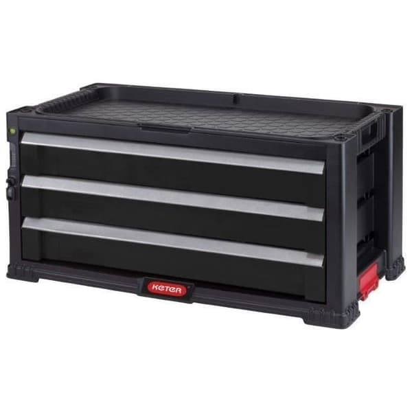 KETER Tool Trolley - 3 Drawers - 59 x 29 x 26 cm - Max Load 70 kg 3-drawer