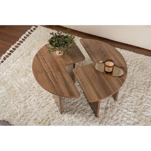 MOIRA Coffee Table - Round - Walnut - Ø90 x H41 cm