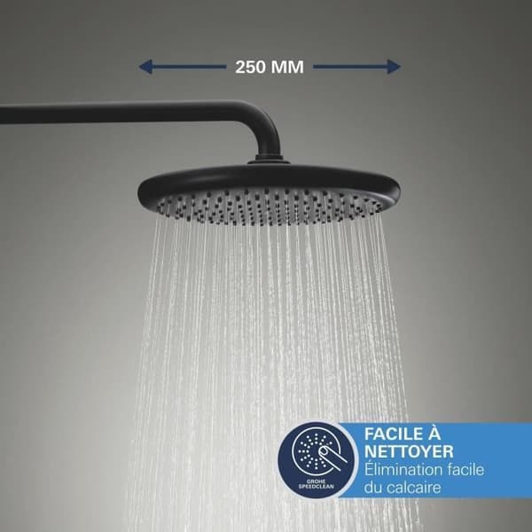 GROHE Concealed Shower Set with Thermostatic Mixer - 1 + 2 Spray Patterns - Black - 348832430