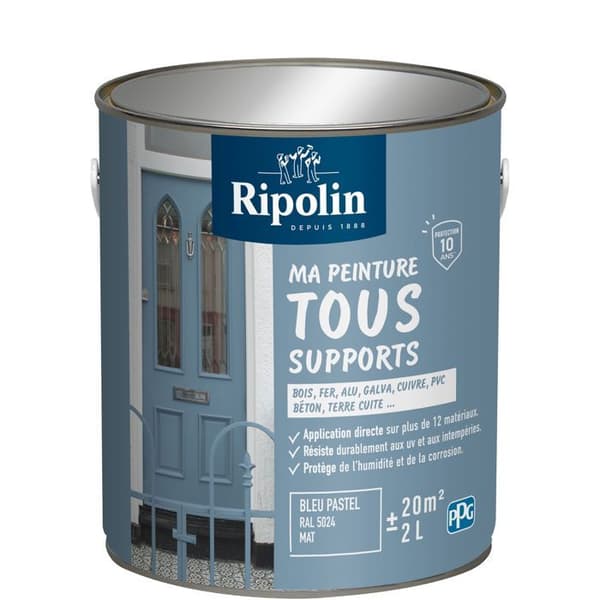Ripolin Multi-surface Paint - Pastel Blue - RAL 5024 - Matte - 2 L