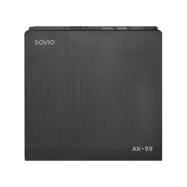 SAVIO AK-59 External Slim CD/DVD Recorder R/RW - USB-C/USB-A Black