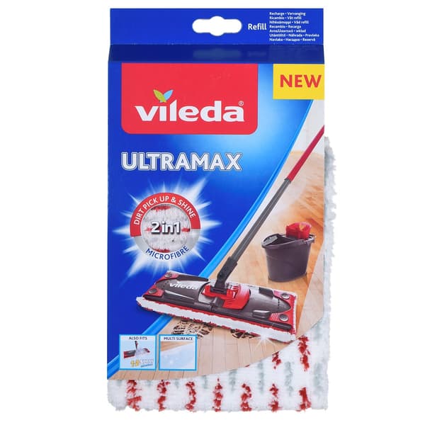 Vileda Mop Accessory, Mop Cover, Red - White, 155747