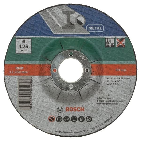 BOSCH Cutting Disc Set - 125 mm Diameter - 5 pcs - for Ferrous Metal