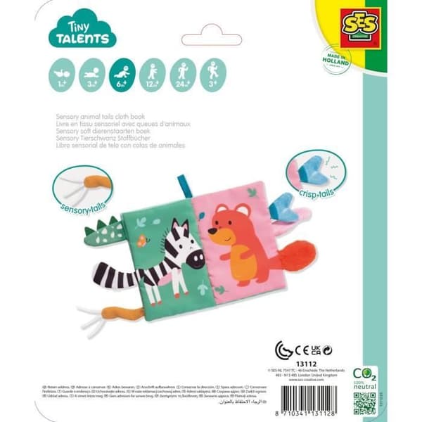 Sensory Fabric Book with Animal Tails - Learning Textures
