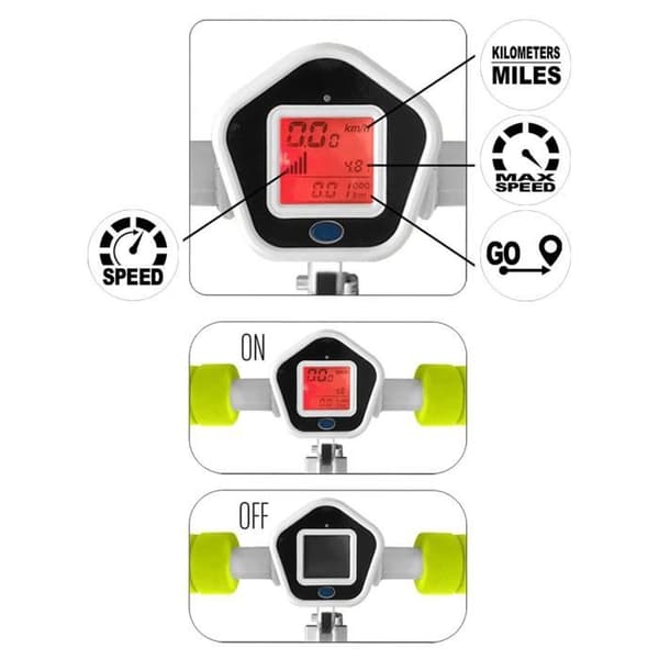 Skids Control Folding Scooter - Blue - Speedometer - Adjustable Height - Non-Slip Deck