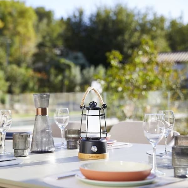 LUMISKY Wireless Lantern - WILDY - H23 cm - Rope Handle - Warm White and Dimmable LED