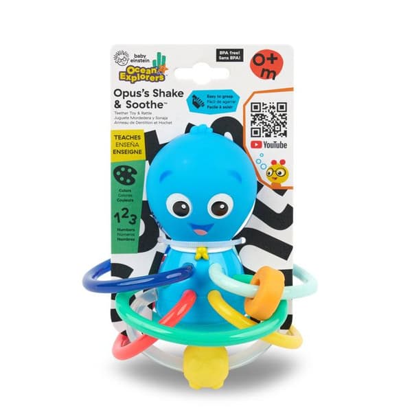 BABY EINSTEIN OPUS Shake & Soothe Teething Rings Toy and Rattle 0 M+