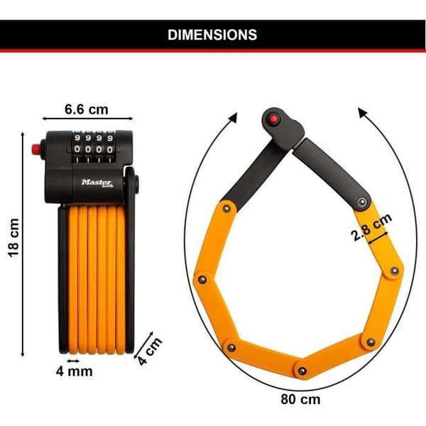 Master Lock Combination Bike Lock - 8336EURDPRO - Hardened Steel, Programmable