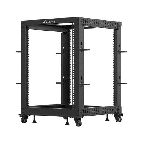 Lanberg Open Rack 19 15U 600x600-1100 Adjustable Black