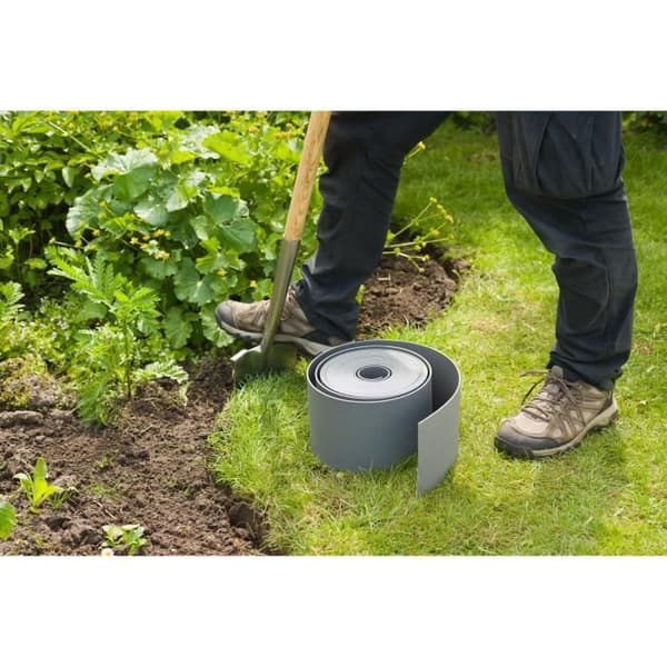 NATURE Garden Edging - 3 mm Thick - 15 cm High x 10 m Long - Grey