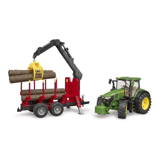 Bruder John Deere 7R 350 Tractor with Trailer and Logs