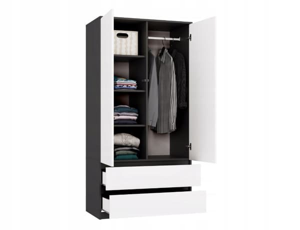 Malwa SS-90 Wardrobe - Anthracite/White