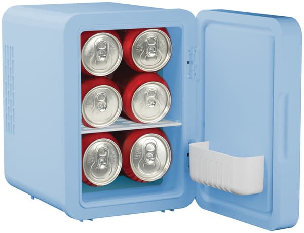 ELLE 4 L Mini Fridge with LED Makeup Mirror Blue