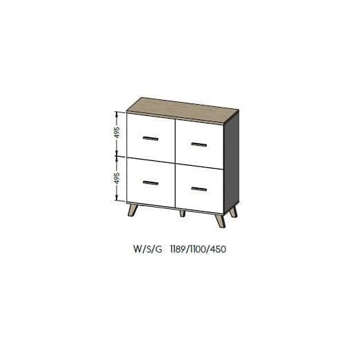 Cama Sideboard LOTTA 110 4D Wotan Oak + Matte Black