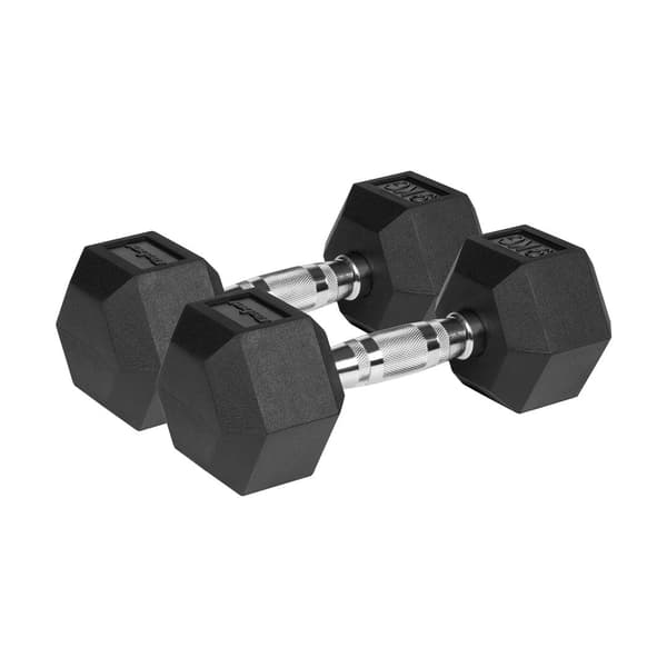 REBEL ACTIVE Rubber-Coated Cast Iron Dumbbells 2x9kg
