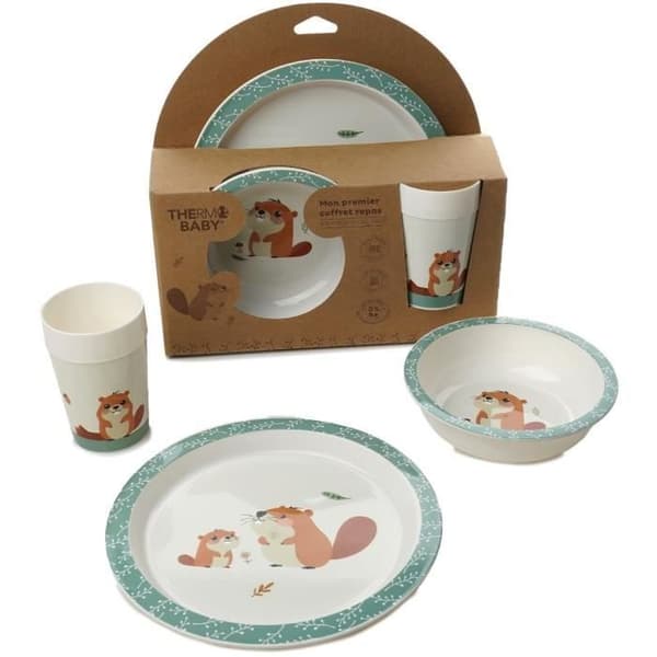 THERMOBABY My First Microwave Meal Set - Castor - Plate, Bowl, Cup
